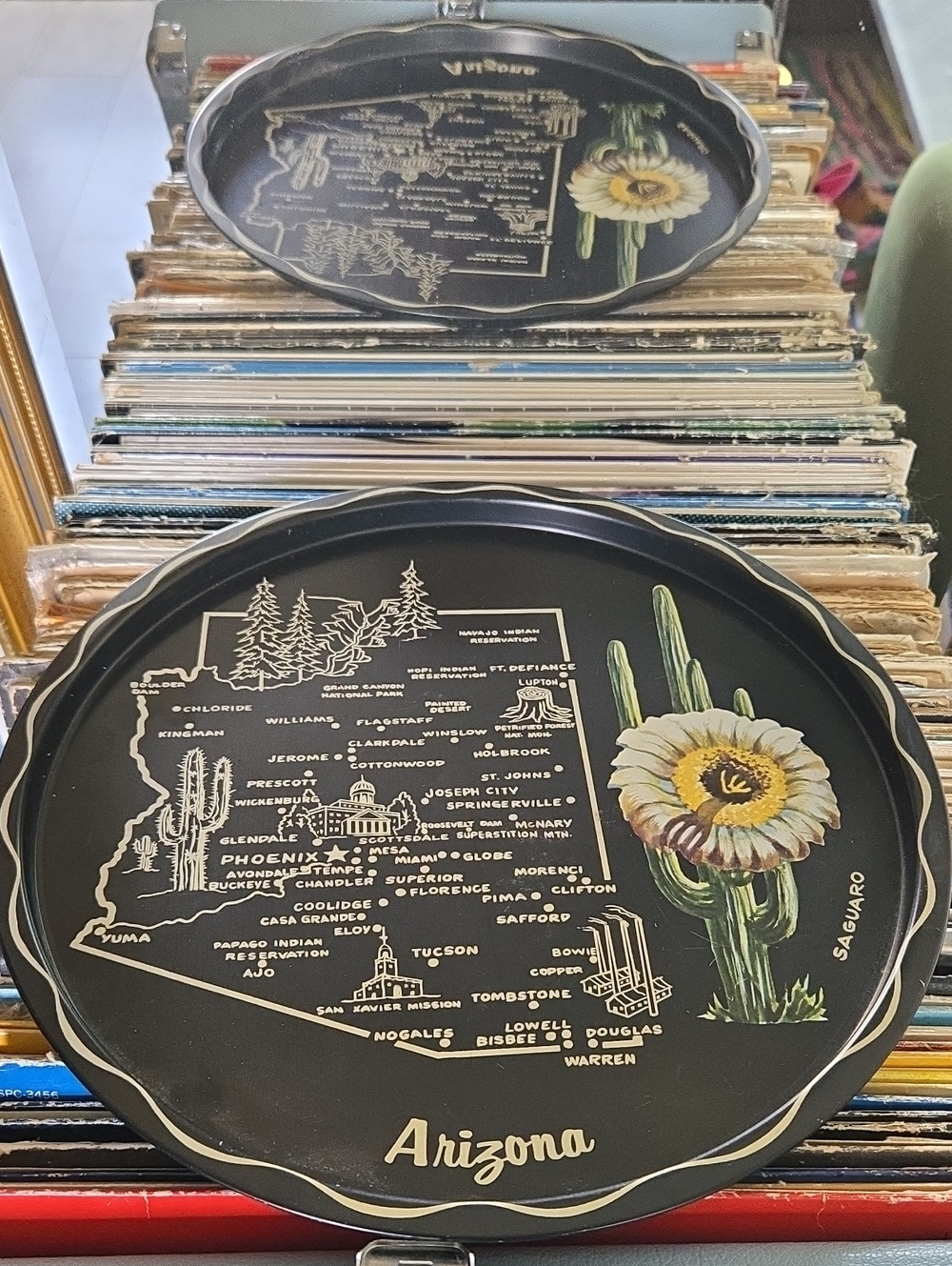 Vintage Saguaro Arizona Metal Serving Tray